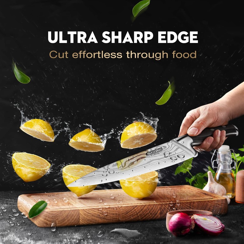 SCOLE® Chef Knife Ultra Sharp Kitchen Knife Set 7-Piece, Premium