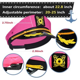dodowin Yacht Captains Hat 4 Pack Sailor Hat for Women Blue Pink Green Purple Adjustable Costume Boating Captains Hat for Par