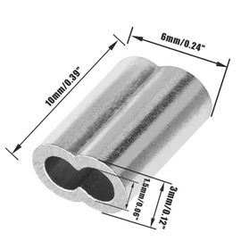 Piutouyar 3/64 inch (1.2mm) Aluminum Crimping Loop Sleeve, Wire Rope Stop Sleeve, Double Crimp Sleeve Cable Ferrule,Wire Rope Crimping Sleeve(200 Pcs)