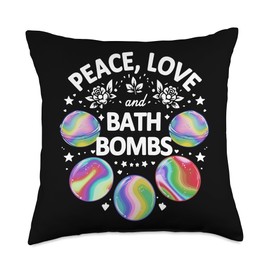 Peace, love, and bath bombs Throw Pillow