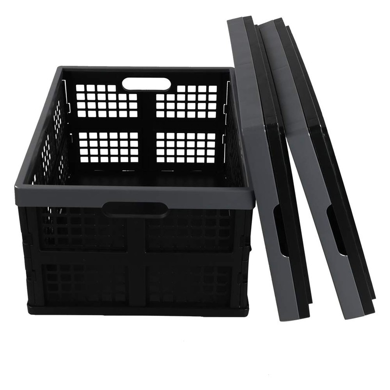Fiazony 3-Pack 32 L Collapsible Crates, Plastic Folding Storage Crates