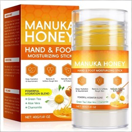 Barra hidratante for manos y pies con miel de Manuka, bálsamo for secas, codos, rodillas, humedad la piel deslizamiento suave té verde, aloe vera manzanilla, 40 g (1 unidad)