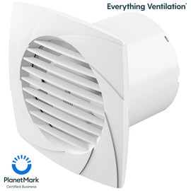 Low Profile Axial Bathroom Extractor Fan | Wall or Ceiling Mount | Energy Efficient High Speed | IPX2 Rated for Bathrooms, Toilets, Washrooms & Showers (150mm Timer, White)