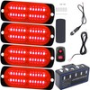 EASE2U E Led Strobe Lights for Trucks Vehicles Suvs, 4pcs White Amber Emergency Warning Lights Caution Hazard Construction Ultra Slim Sync Feature Car Truck with Main Control Box Surface Mount