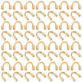 PH PandaHall 60pcs 18K Gold Wire Guardian, Golden U-Shape Cable Protector 304 Stainless Steel Wire Guard Loops Thread Protector for Earring Bracelet Necklace Pendants Jewelry Crafts Making, Hole 0.8mm