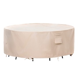 F&J Outdoors Patio Furniture Covers, Waterproof UV Resistant Cover for Round Dining Set,Beige,62"Dia