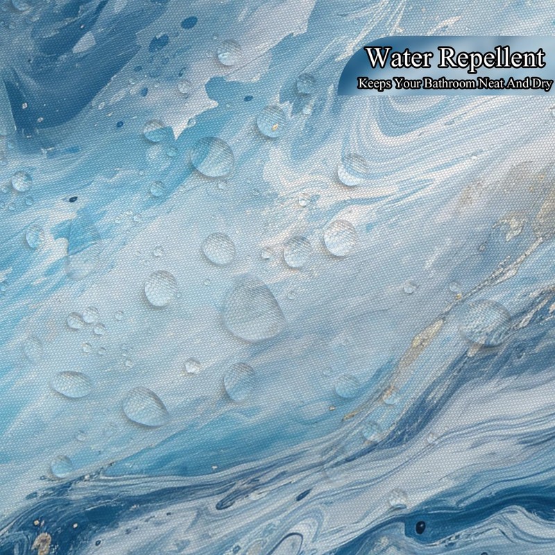 Sillsloso Blue Marble Shower Curtain for Bathroom Modern Ombre Abstract