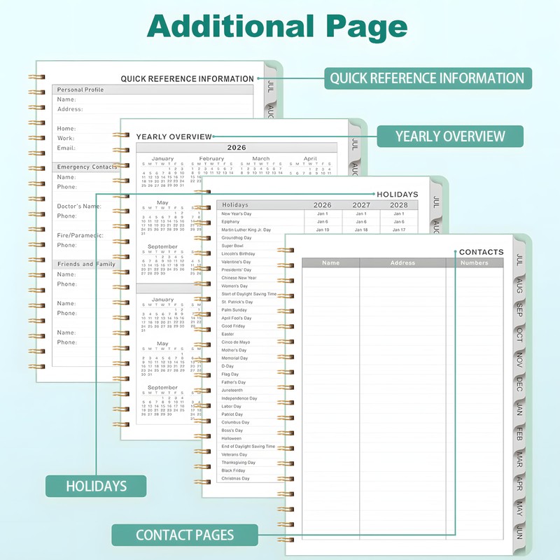 Planner 2026-2027, Weekly & Monthly Academic Planner, A4, Mint Green
