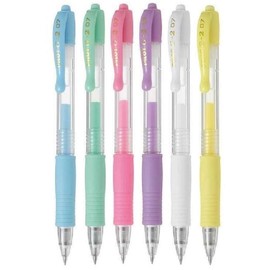Pilot Pen G2 07 Assorted Colour Pack Fine Retractable Gel Ink Pen Rollerball Pen 0.7mm Nib Tip 0.39mm Line Width Refillable BL-G2-7 (1 Pastel - 6 Pens)