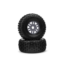 ARRMA 1/8 dBoots Fortress Front/Rear 2.4/3.3 Pre-Mounted Tires, 17mm Hex, Gunmetal (2), ARA550069