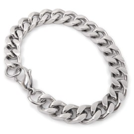 Steelmeup Stainless Steel Simple Curb Cuban Link Chain Bracelet For Men 10mm 8inch
