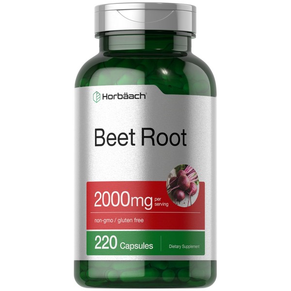 Beet Root Powder Capsules | 220 Pills | Herbal Extract | Non-GMO, Gluten Free, and DNA Tested Supplement | by Horbaach