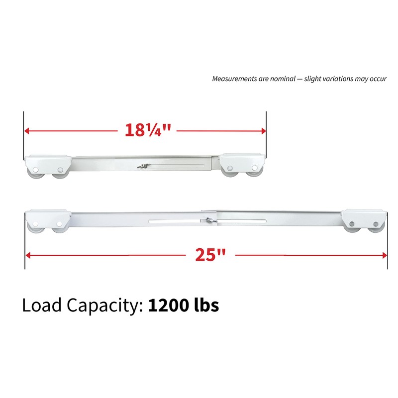 Shepherd Hardware 9601 Stamped Steel Adjustable Appliance Rollers, 2-Pack