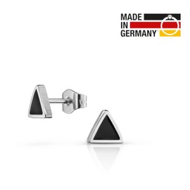 Traveller Men's Stud Earrings Stainless Steel Black Made in Germany, Stainless Steel