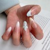 MERVF Almond Press on Nails Medium Fake Nails Colorful Ombre