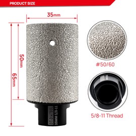 DT-DIATOOL Diamond Finger Bit 35mm Coated Milling Bit for Tile Grinder Enlarging Polishing Holes on Porcelain Ceramic Granite Marble Countertop, 5/8 inch-11 Thread