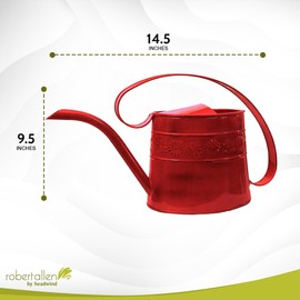 Robert Allen by Headwind Willow Watering Can, 0.5 Gallon Capacity, Metal Vintage Powder-Coated Steel, Indoor & Outdoor Garden Use – Cayenne Red