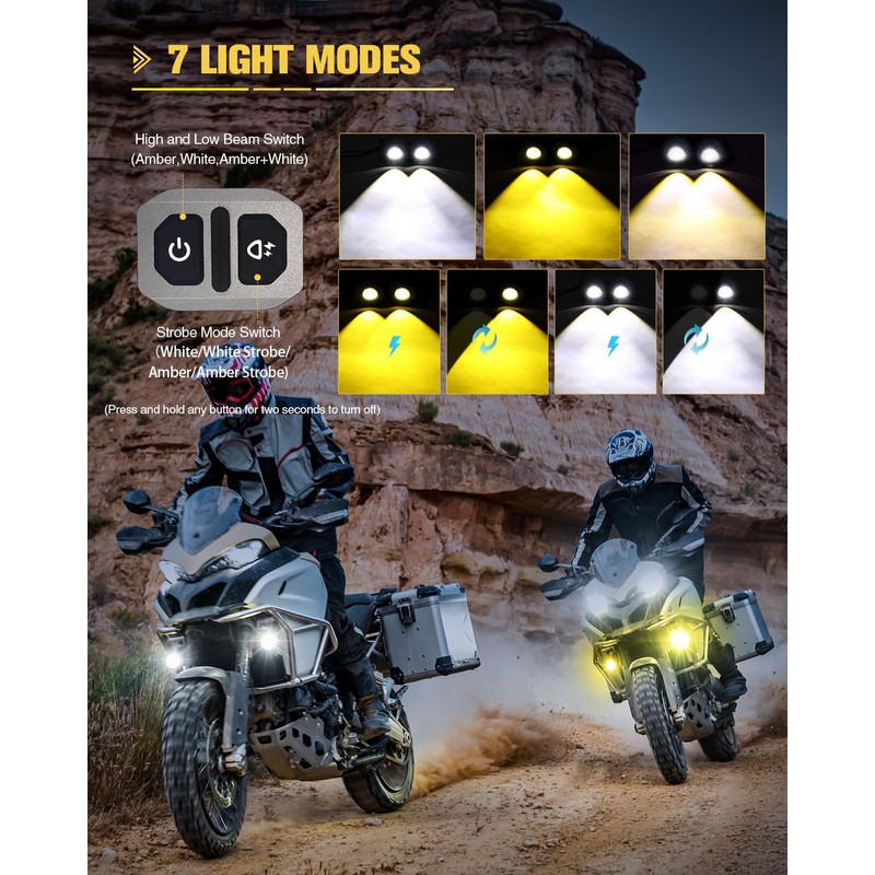 CO LIGHT LED Motorcycle Fog Lights 60W 18000LM Driving Auxiliary