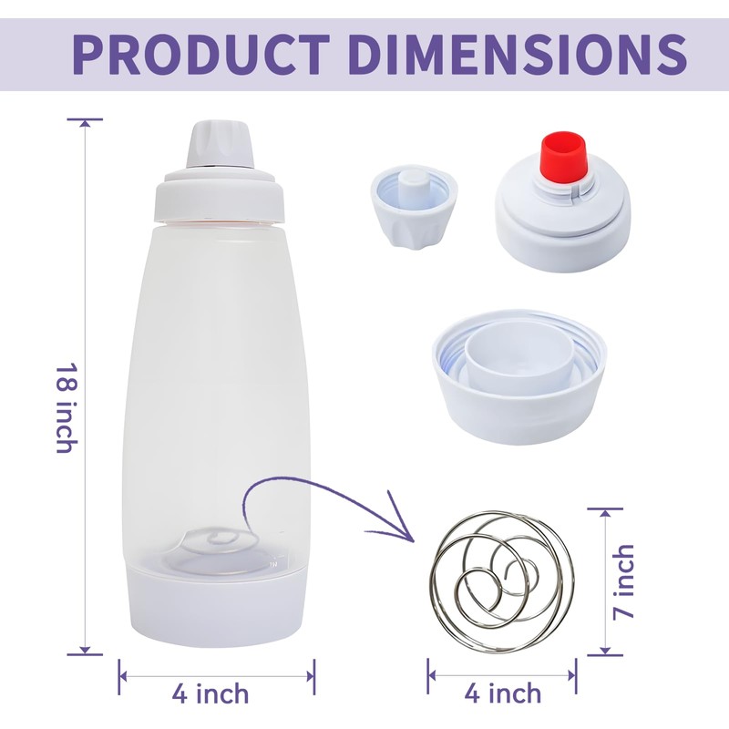Pancake Batter Dispenser, 2 Pack Pancake Mix Dispenser with Whisk