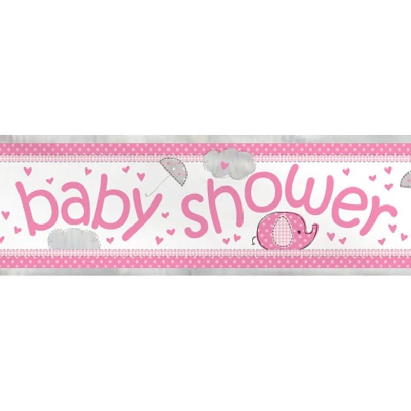 Baby Shower 6ft Banner Pink Girls – Cute Elephant &
