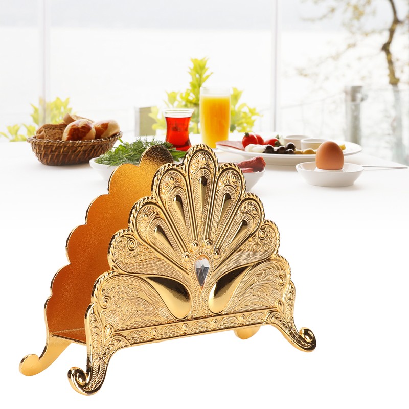 Napkin Holder Classical Metal Peacock Embossed European Style Table Tissue