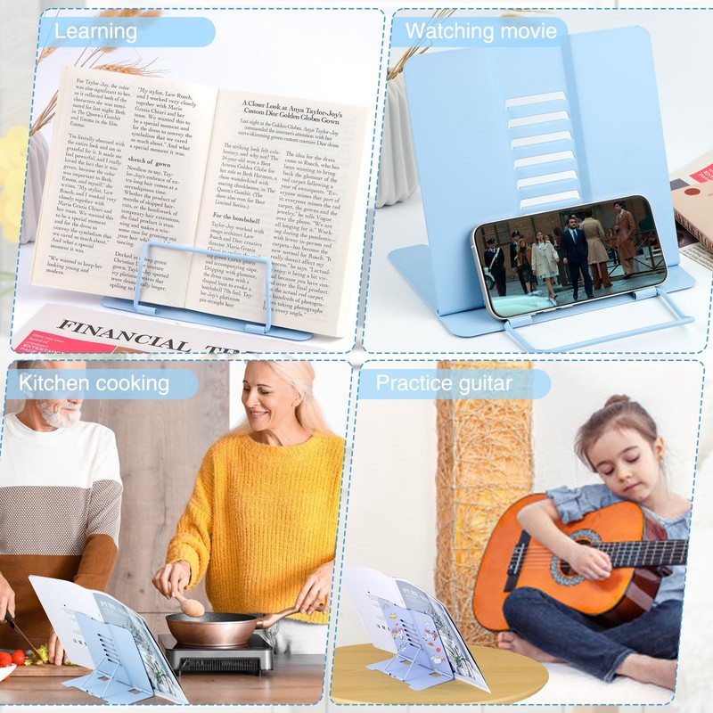 WUGU Book Stand, Adjustable Foldable Metal Book Holder for Recipe,