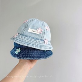 Baby Blue Washed Vintage Denim Bucket Hat 48-50cm/Medium Blue 3ea