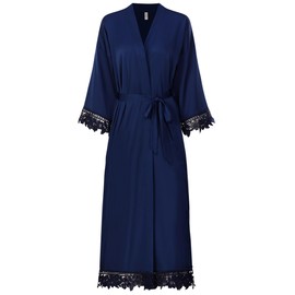 Kihnop Women's Lace Trim Bridal Robes for Wedding Day Long Bridesmaid Robes Bridal Gifts