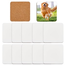 OLYCRAFT 12Pcs Sublimation Cork Coaster Square Cork Cup Mats 89.5x89.5mm/3.5x3.5 Inch Sublimation Coasters with Blank Front 4mm Thick MDF Bottom Coaster for Cup And Plant DIY Coaster