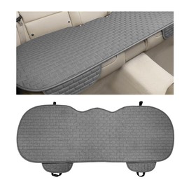 MUQIDA Car Seat Cover for Rear Seats, Comfortable Linen Seats Cushion Pad Mat with Storage Pockets, Anti-Slip Breathable Bottom Long Rear Seat Cover Protector for SUV Truck Van (Gray)