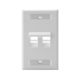 Leviton 2-Port Angled QuickPort Wallplate with ID Windows, 42081-2WS, White