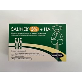 SALINEB 3% Hypertonic Inhalation Solution +HA, Sterile Hypertonic Solution of Sodium Chloride NaCl - Inhalation Saline Solution in Single Dose for Inhalation 30 x 5 ml Unit Dose Vials