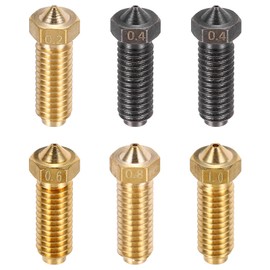 sourcing map 1 Set 0.2/0.4/0.6/0.8/1.0mm 3D Printer Extruder Nozzles 1.75mm Filament Brass Hardened Steel Print Head High Speed Temperature Packed Wear Resistance Nozzle (21x7mm)