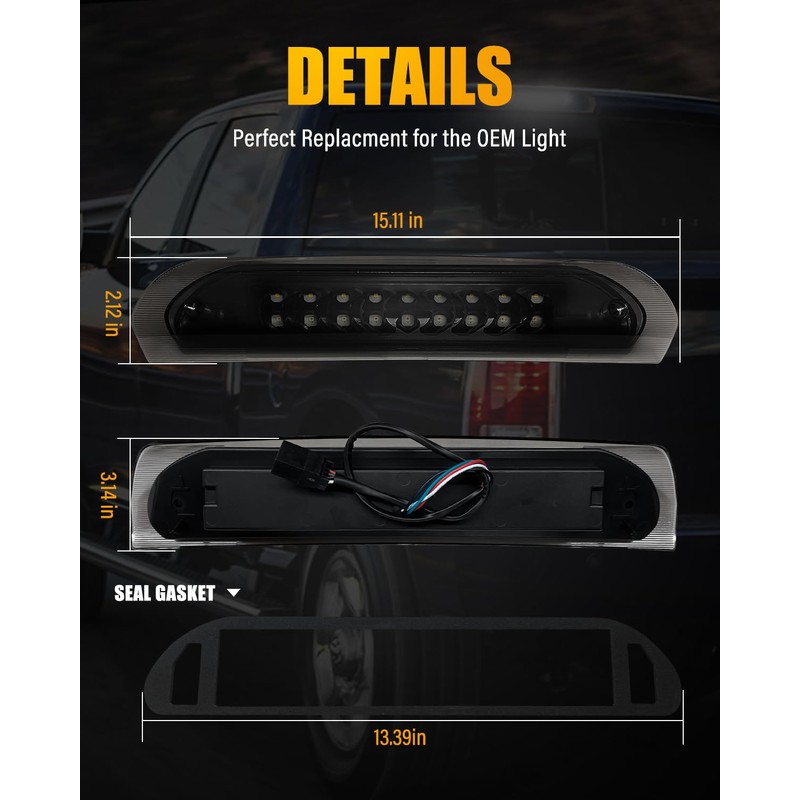 LESAUCE 2025 Upgraded 3rd Third Brake Light for 2002-2008 Dodge