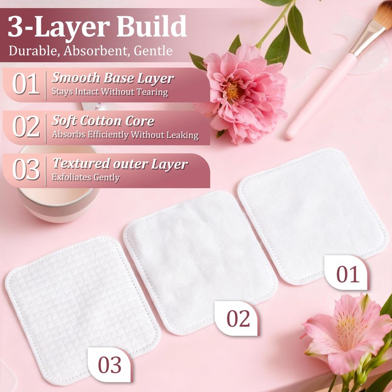 Vexlytra Large Cotton Pads for Face (150 Count) – Upgraded