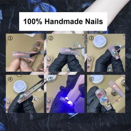 Short Press on Nails Handmade Nails 10Pcs Bob Cute Manual Press on Nails for Women Party Holiday Photo 25mm Long Size M