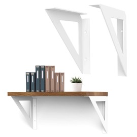 SOGAL 8 Inch Shelf Brackets, White Shelf Bracket Heavy Duty Brackets for Shelves, L Brackets Floating Shelf Brackets 4 Pack