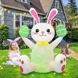 Gardentime Easter Bunny Inflatable Outdoor Decorations 4 FT Easter Egg Rabbit Lighted Cute Blow Up Inflatable Decor Indoor Outdoor Yard Garden Lawn Party Patio Decoration