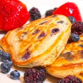 Blueberry Pancake & Waffle Mix Bundle by Vicky Cakes - Light & Fluffy, Dairy-Free, Vegan-Friendly, Non-GMO | (Pack of 3) 8oz each.