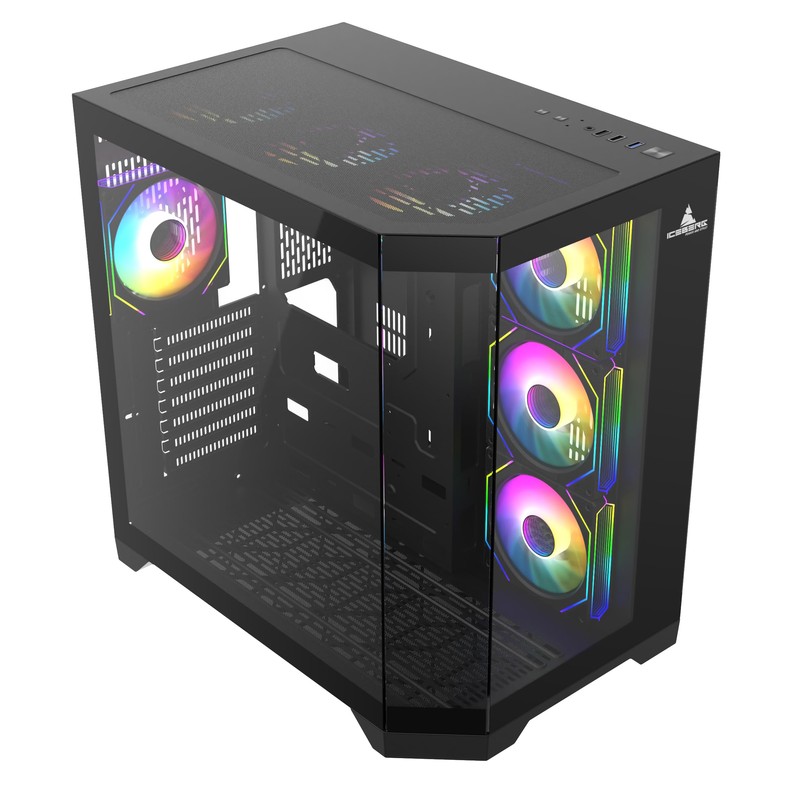 PC Gaming ATX Case Iceberg Crystal Edge Full Panoramic View