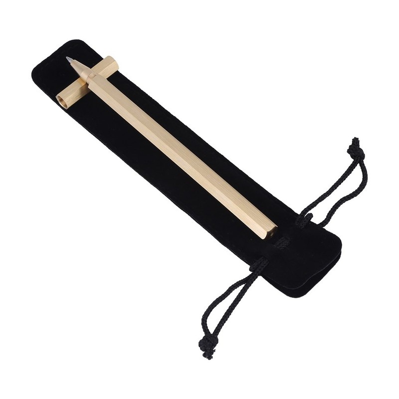 Handmade Brass Ballpoint Pen, Hexagonal, Prismatic, Non-Slip, Portable, Solid Brass