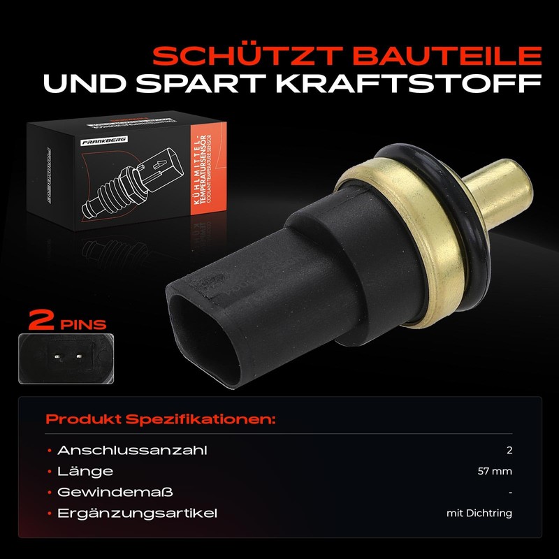 Frankberg Coolant Temperature Sensor Compatible with A3 Sportback 8PA 1.4L-2.5L