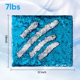 Hugsmiling Weighted Lap Pad, 7lbs Sensory Lap pad with Easy to Maneuver Sequins – Ideal for Sensory Play (Blue and Silver)