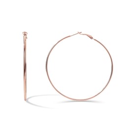 PAVOI 14K Gold Plated Sterling Silver Post Hoops | Large Hoops Earring | Lightwight Gold Hoop Earrings for Women, Rose Gold, No Gemstone