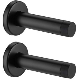 JQK - Tapón de puerta negro, acero inoxidable 304, grosor de 1 mm, amortiguador de sonido, parada de pared, 2 unidades, negro mate, DSB5-PB-P2
