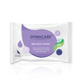DYMACARE Fragranced Bed Bath Wipes | Premium Skin Cleansing Bath and Shower Wipes for Adults and Elderly | No Water Microwaveable Body Wet Wipes with Aloe Vera | 1 Pack (8 Wipes in Total))