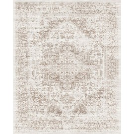 EISUROM Retro 5x7 Area Rug - Vintage Washable Rug for Living Room with Non-Slip Low-Pile Traditional Medallion Rugs with Stain Resistant Foldable Accent Distressed Rug Indoor Thin Rug