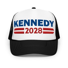 Kennedy 2028 Hat (Embroidered Foam Trucker Cap) RFK Jr 2028 for President Black/White/Black