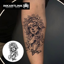 INKARTLINK Tattoo Tech, 2 Sheets Extra Large Semi Permanent Tattoo, Adult Art Design Temporary Tattoos, Lasts 1-2 Weeks, Waterproof, Realistic Look, No Adhesive, No Reflection (Mythology)148