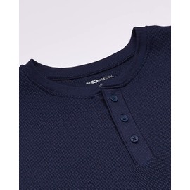 Fruit of the Loom Men's Recycled Waffle Thermal Underwear Henley Top (1 and 2 Packs), Navy, Small